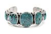Edison Begay (Dine, b. 1954) Silver and Turquoise Cuff Bracelet Length 5 7/8 x opening 1 1/4 x width 1 1/8 inches