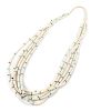Five Strand White Shell and Turquoise Necklace Length 28 inches