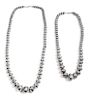 Two Southwestern Silver Bead Necklaces Length of larger 30 inches