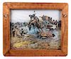 1912 C.M. Russell Bronc to Breakfast Framed Print
