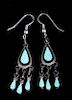 Vintage Hand Carved Feather Turquoise Earrings