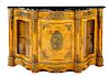 A Napoleon III Style Gilt Metal Mounted Burlwood Cabinet Height 41 3/4 x width 69 1/4 x depth 19 3/4 inches.