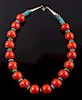 Navajo Bamboo Coral and Turquoise Nugget Necklace