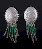 Navajo Sterling Concho & Malachite Dangle Earrings