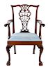 A George II Mahogany Armchair Height 38 1/4 inches.