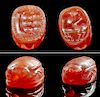 Lot of 2 Etruscan Red Carnelian Scarabs, ex-Christie's