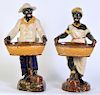 2 Large English Ceramic Blackamoor Figurines