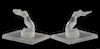 Pr. of Lalique Crystal Bookends "Chrisis"