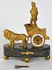 19 C. Gilt Bronze Lion & Chariot Clock/ Marble