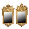 Pair of mirrors with frames with panoplies in carved and gi Pareja de espejos con marcos con panoplias en madera tallad