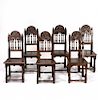 Set of six chairs from the North of Spain in carved oak, la Juego de seis sillas del norte de España en roble tallado, 