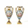 Pair of French Empire style vases in Old Paris porcelain, l Pareja de jarrones franceses estilo Imperio en porcelana Vi