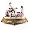 "Lady and Cupid", figural group in Naples porcelain, circa  "Dama y Cupido", grupo escultórico en porcelana de Nápoles,