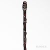 Carved and Painted Folk Art Cane