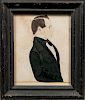 Jane A. Davis (Connecticut/Rhode Island, 1821-1855)  Profile Portrait of a Gentleman in a Black Jacket