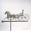 Molded Sheet Copper Horse and Four-wheel Sulky Weathervane
