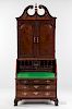 Carved Mahogany Scroll-top Desk Bookcase