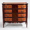 Carved Mahogany and Mahogany Veneer Inlaid Bow-front Chest of Drawers