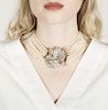 Pearls choker necklace with diamonds brooch Rosa Bisbe, Gargantilla de perlas con broche de diamantes