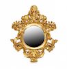 Large round mirror with frame in carved and gilt wood, 20th Gran espejo circular con marco en madera tallada y dorada, 