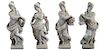 A Set of Four Carved Stone Statues Allegorical of the Seasons 14.5" W x 11" D x 35" H, 14.5" x 11" x 36", 13" x 11" x 35.25", 14
