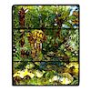 A Mark Bogenrief "Jungle" Stained Glass Window 115.5" W x 140" H