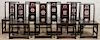 Set of Eight (8) Antique Chinese Carved Wood Chairs