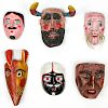 6 Vintage Mexican, 20th c. Festival Dance Masks