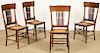 4 Antique Oak Pressed Back Spindle Chairs