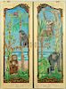 Pair of Hand-Painted Monkey Scenes on Doors