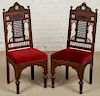 Pair of Old Syrian Wood and Inlay Side Chairs