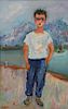 ZUCKER, Jacques. Oil on Canvas. Man Along River.