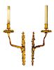 A Pair of French Gilt Bronze Single-Light Sconces Height 14 1/2 inches.