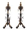 * A Pair of Continental Iron Andirons Height 29 inches.