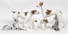 A Collection of Porcelain Animal Figures Length of longest 13 inches.