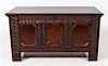 A Continental Carved Oak Chest Height 26 x width 48 1/2 x depth 21 inches.