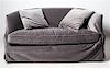 * A Custom Velvet Upholstered Sofa Height 33 inches.