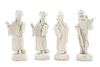 * Four White Glazed Porcelain Figures of Immortals Height of tallest 8 1/2 inches.