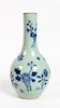 A Chinese Underglaze Blue and Celadon Porcelain Bottle Vase Height 9 1/4 inches.