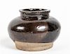 A Chinese Black Glazed Pottery Jar Height 3 3/8 inches.