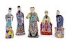 Five Chinese Famille Rose Porcelain Figures Height 12 inches.