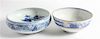 * Two Blue and White Porcelain Bowls Diameter of larger 9 inches.