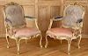 PAIR CARVED GILT JANSEN BERGERE CHAIRS C. 1940