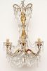 6 ARM GILT WOOD WROUGHT IRON CRYSTAL CHANDELIER