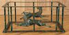 UNUSUAL BRONZE AND STEEL TABLE BASE CANINE MOUNTS