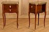 PAIR FRENCH LOUIS XV STYLE MARBLE TOP END TABLES