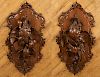 PAIR BLACK FOREST CARVED WALNUT PLAQUES