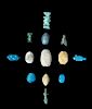 Lot of 13 Egyptian Faience Amulets & Scarabs