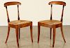 PAIR FRENCH EMPIRE STYLE SIDE CHAIRS RUSH SEATS