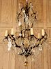FRENCH IRON CRYSTAL 8 ARM CHANDELIER C.1920